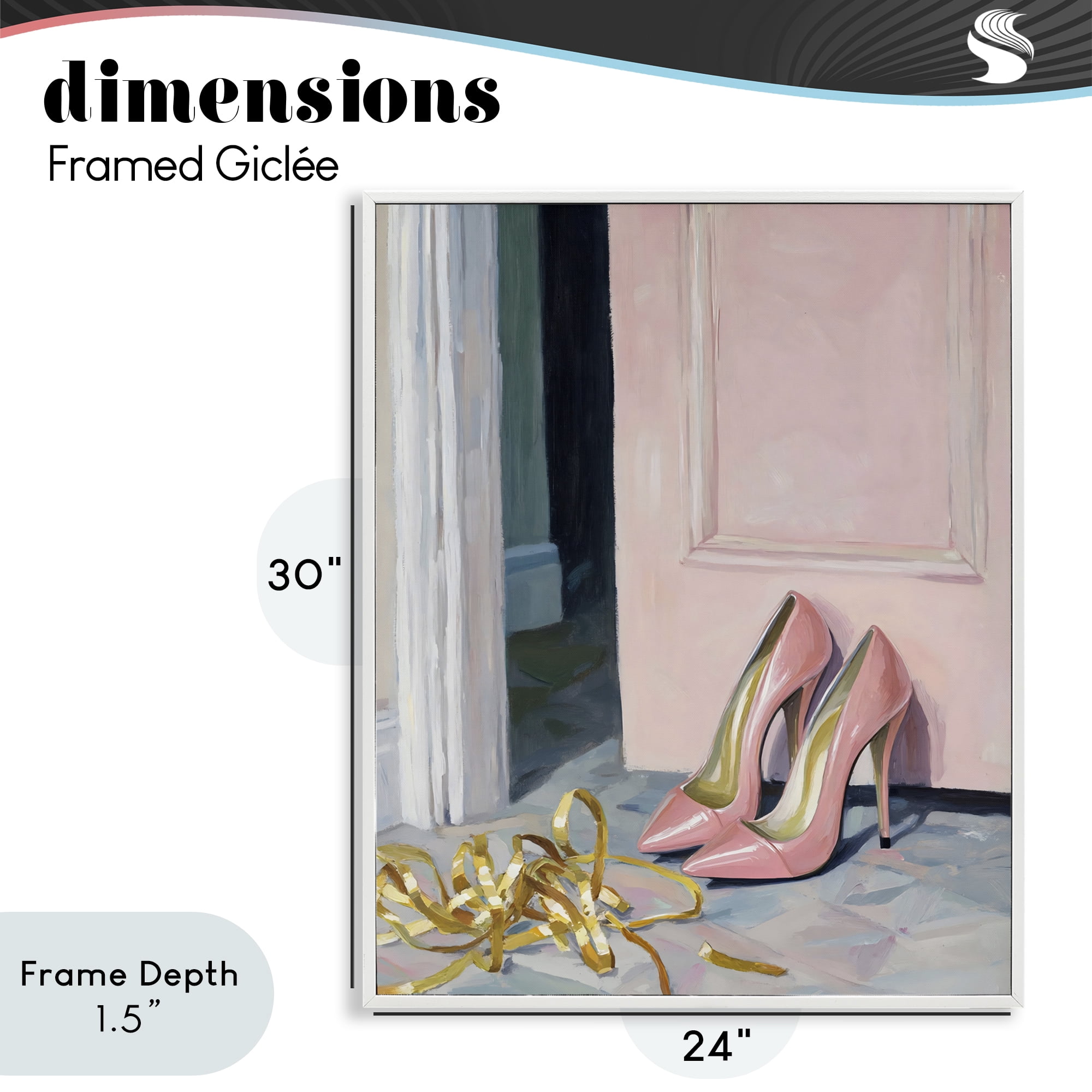 Stupell Industries Pink High Heels & Tinsel White Framed Giclee Art, design by The Prints Vibe