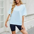 thumbnail image 4 of Women Crew Neck Half Sleeve Sweatshirt Tops Summer Loose Elbow Length Tee Shirts Business Casual Blouses Womens Solid Shirt Tunic Raglan Women's Tee Shirts Shirts for Women Trendy Plain Tees for Women, 4 of 7