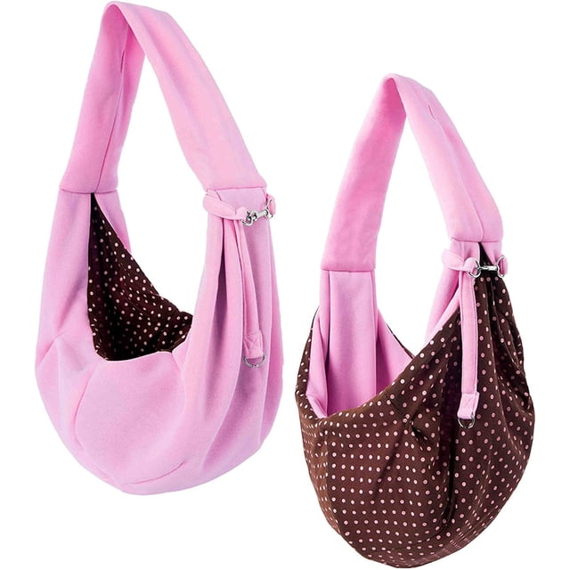Mistaha Écharpe de Transport Portable et Sécurisée en Nylon pour Petits Chiens - Crochet de Sécurité Réglable, Design Réversible, Matériau Doux et Respirant - Rose