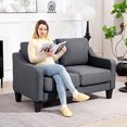 thumbnail image 2 of HOMCOM Loveseat Sofa, Linen Couch with Pocket Spring, Charcoal Grey, 2 of 10