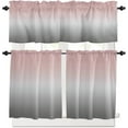 thumbnail image 2 of Pink and Grey Kitchen Curtain Valance and Tiers Set Ombre Pink Gray Rod Pocket Kitchen Tier & Valance Set 3 Piece Gradient Gradual Color Window Curtain Valance Tier Set 54 in x 24 in, 2 of 6