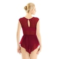 thumbnail image 2 of YEAHDOR Womens Sleeveless Mesh Ballet Gymnastics Leotard Dress Cut Out Front Asymmetric Hem Ballerina Dancewear Wine_Red Small, 2 of 7