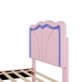 thumbnail image 5 of Harper & Bright Designs Upholstered Platform Bed with Curve Shaped and Height-adjustbale Headboard, Twin Size PU Platform Bedframe with LED Light Strip, Pink, 5 of 9