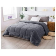 Homehours Super Ultra Soft Luxury Plush Comforter, Cozy Reversible Fleece - Goose Down Alternative Fill, Machine Washable Bedding, Excalibur Grey, / XL Size