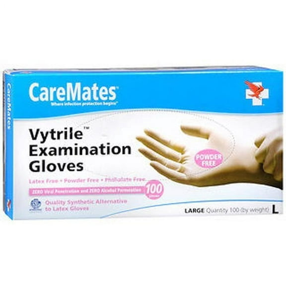 CareMates Vytrile Examination Gloves Powder Free Large 100 Ct, 3 Pack