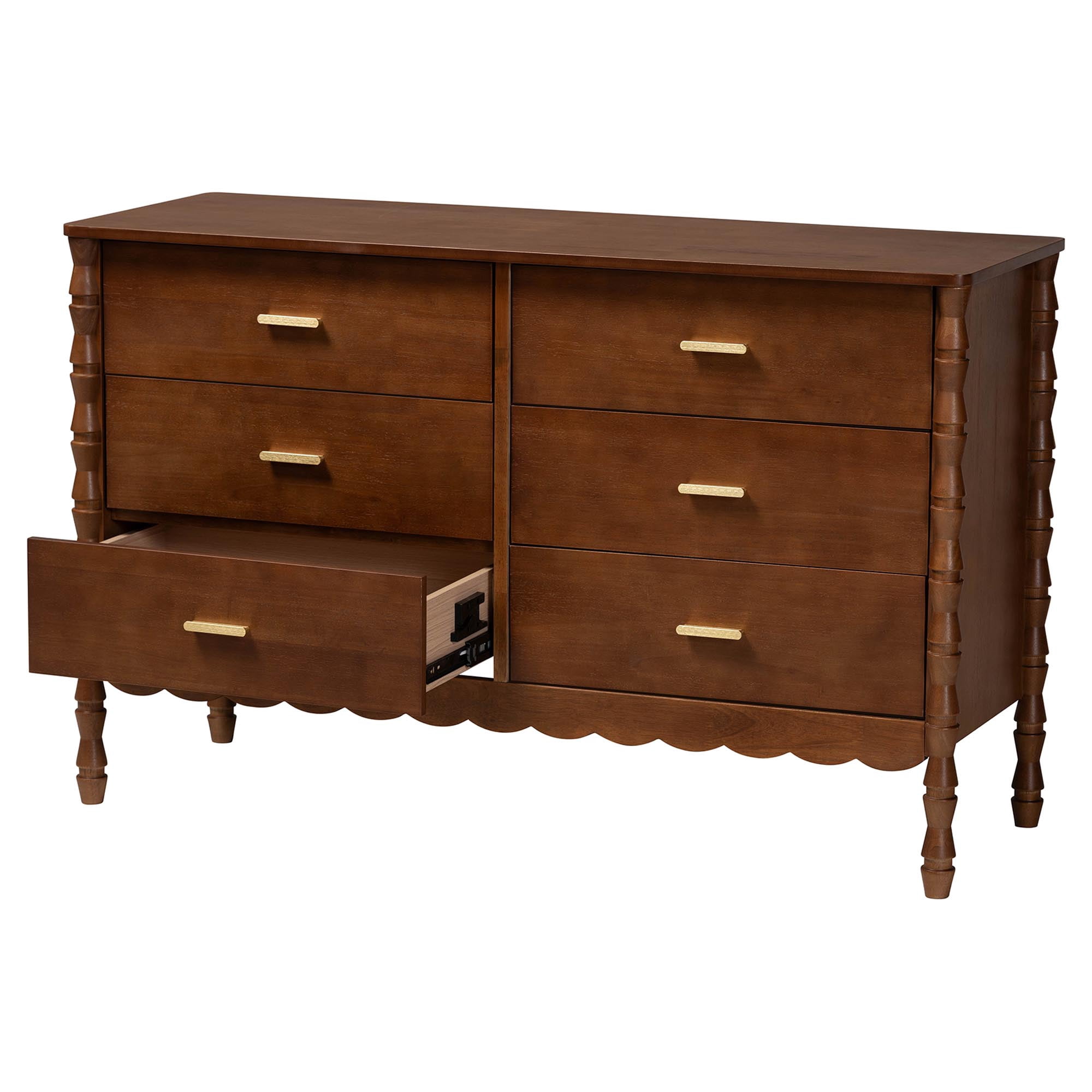 Baxton Studio Danette Modern Dresser, 6-Drawer, Walnut Brown