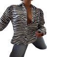 thumbnail image 1 of Women Button Down Shirts Turn Down Collar Striped Pattern Single Breasted Long Sleeve Shirt Tops, 1 of 6