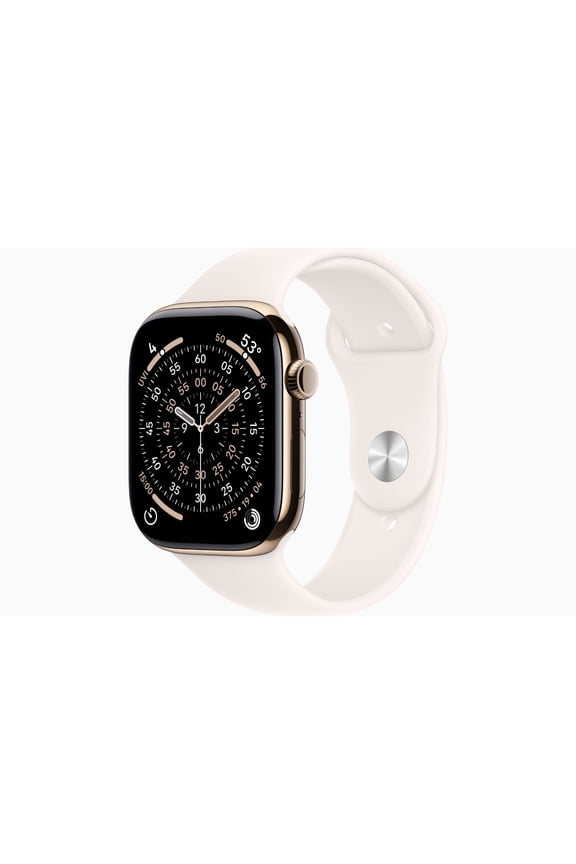 Restored Apple Watch Series 11 GPS + Cellular 42mm Gold Titanium Case with Light Blush Sport Band (Refurbished)