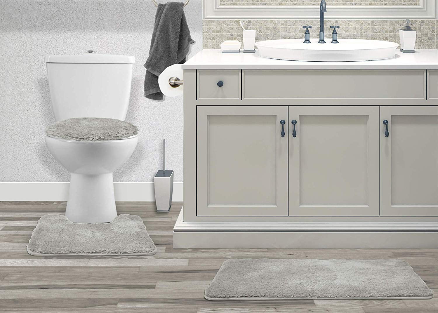 Mary 3 Piece Bathroom Rug Set Luxury Soft Plush Gy Thick Fluffy Mary 3 Piece Bathroom Rug Set Luxury Soft Plush Gy Thick Fluffy Microfiber Bath Mat Countour Toilet Seat Lid Cover Non Slip Rubber Back