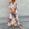 thumbnail image 2 of Robe d'Été à Fleurs pour Femmes Été Décontractée Imprimée avec Poche Col en V Manches Courtes Robe d'Été Robe d'Été pour Femmes avec Manches Robe d'Été avec Manches pour Femmes, 2 of 10