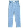 thumbnail image 4 of VBVC No Boundaries Women's Y2k High Waist Stretchy Jeans,Womens Slimming Bell Bottom Denim Pants,Ladies Pull on Drawstring Jeans With Pockets,Light Blue,Size XL, 4 of 7