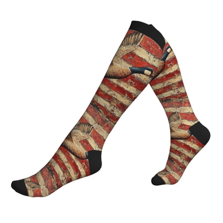 Unisex Sports Compression Socks for Nurses Travel Hiking & Office Work for Men Women Duck Hunting USA Flag Vintage