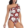 thumbnail image 5 of Balery Cute Baseball One Shoulder Swimsuits for Women Ruffle Swimsuits Tummy Control One Shoulder Bathing Suits-Large, 5 of 8