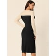 thumbnail image 4 of DARING DIVA Crew Neck Stretch Cutout Midi Sweater Dress L Beige-Black, 4 of 6