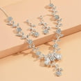 thumbnail image 4 of Elegant Crystal Flower Bridal Wedding Jewelry Sets For Women Bridesmaids Delicate Rhinestone Floral Leaf Statement Choker Necklace Dangle Earrings Luxury Valentine Day Gifts Party Prom Costume, 4 of 11