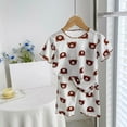 thumbnail image 2 of Odeerbi 1-12 Years Toddler Girls Ice Silk Pajamas Summer Short Sleeve Tops Capris Set Loungewear Bear Print Sleepwear Two-piece Pajama Sets Toddler Girls Clothes, 2 of 3