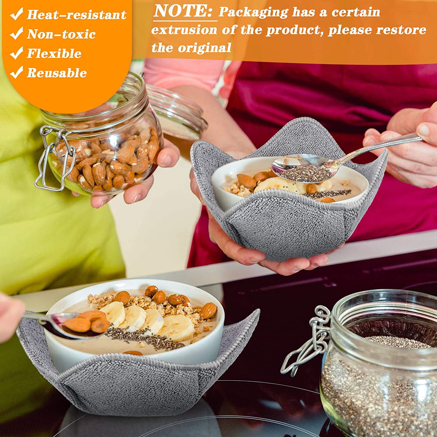 8 Pieces Bowl Cozy Holder Microwave Safe Huggers Multipurpose Hot Heat Resistant Plate Holder Polyester Potholder Protector for Heat Soup Assorted Color Meals Food 