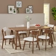 thumbnail image 2 of Noble House Sadie Rubberwood Dining Set, Light Beige, Natural Walnut, 2 of 8