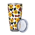 thumbnail image 2 of Haiem Sunflower Cow Printed 20oz Straight Skinny Car Cups With Insulated Cup Sleeve Portable Handle, Sports Travel Coffee Mug, Stainless Steel, Insulated-Straw Two-piece Set, 2 of 8