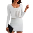 thumbnail image 1 of Cardigan de Mujer a.Jesdani con Lazo Frontal en Punto Acanalado Blanco M, 1 of 5