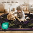 thumbnail image 4 of ODIKA 8'x10' Washable Area Rug Black Purple Mystical Cat and Floral Motif Design Celestial with Lavender for Living Room, Under Sectional, Family , Durable, Non-Slip, 4 of 7