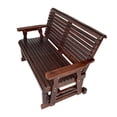 thumbnail image 4 of Fortune Candy Outdoor Wood Glider with High Back and Cup Holders, Heavy Duty 800 lbs, Deep Brown, 4 of 11