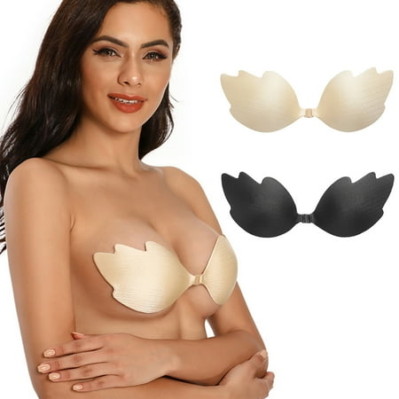GROFRY Breast Petal Leaf Shape Invisible Breathable Adhesive Strapless Backless Bra Breast Lift Pasty Reusable Added Lift Sticky Petal Nipple Cover for Women Black
