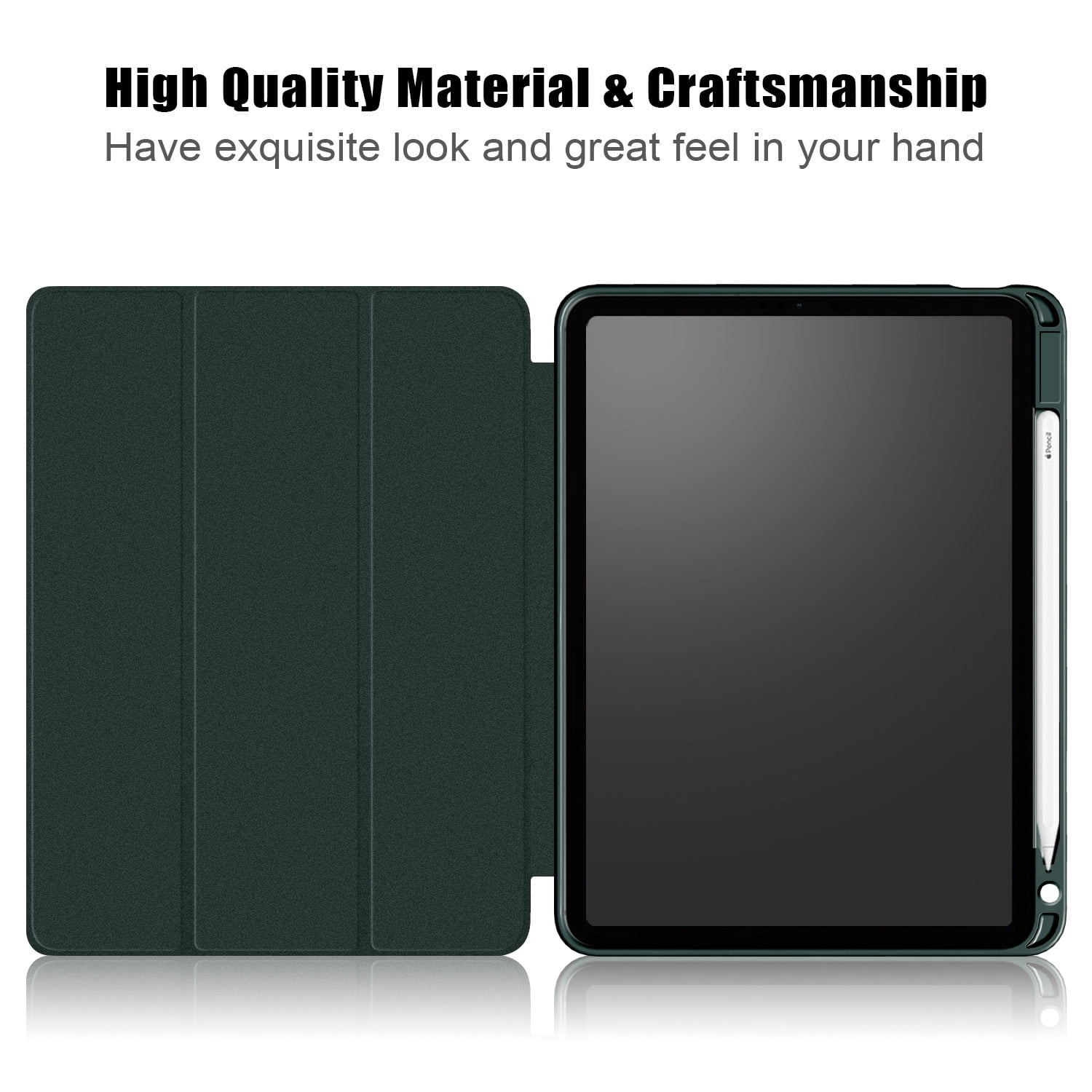 iPad Air 5th 4th Generation Case, iPad 10.9" Case 2022 2020, Allytech Ultra Slim Trifold Stand Protective Multi Angle Stand Pencil Holder Case Cover for Apple iPad Air 4 5, Green