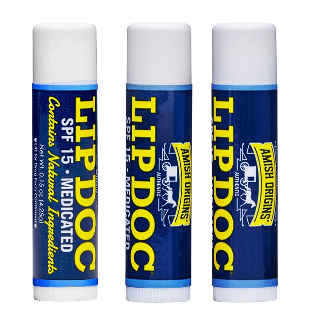 Bálsamo labial Amish Origins Lip Doc SPF 15 Medicado (paquete de 3)