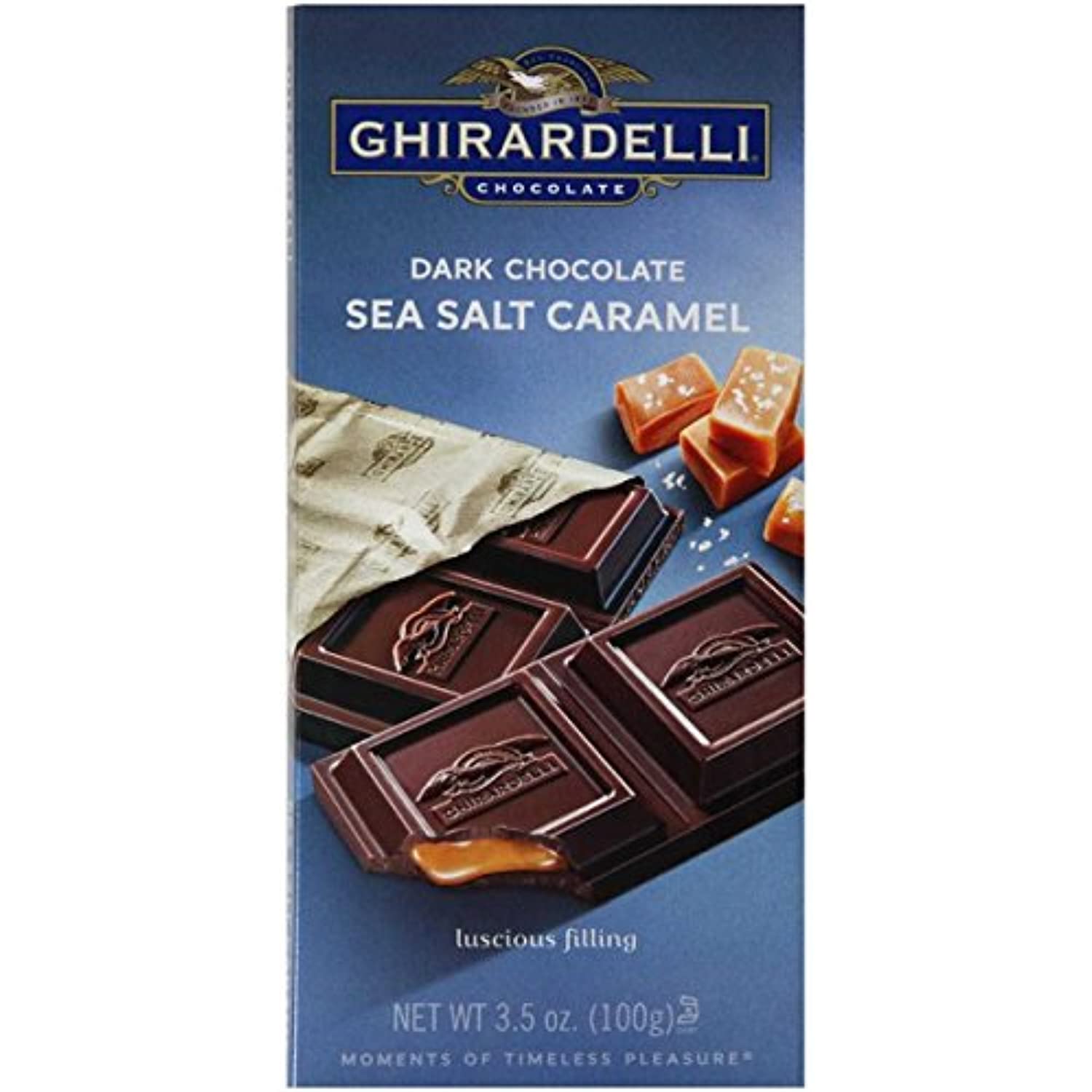 Ghirardelli Dark Chocolate & Sea Salt Caramel Bar, 3.5 Ounce 12 Per