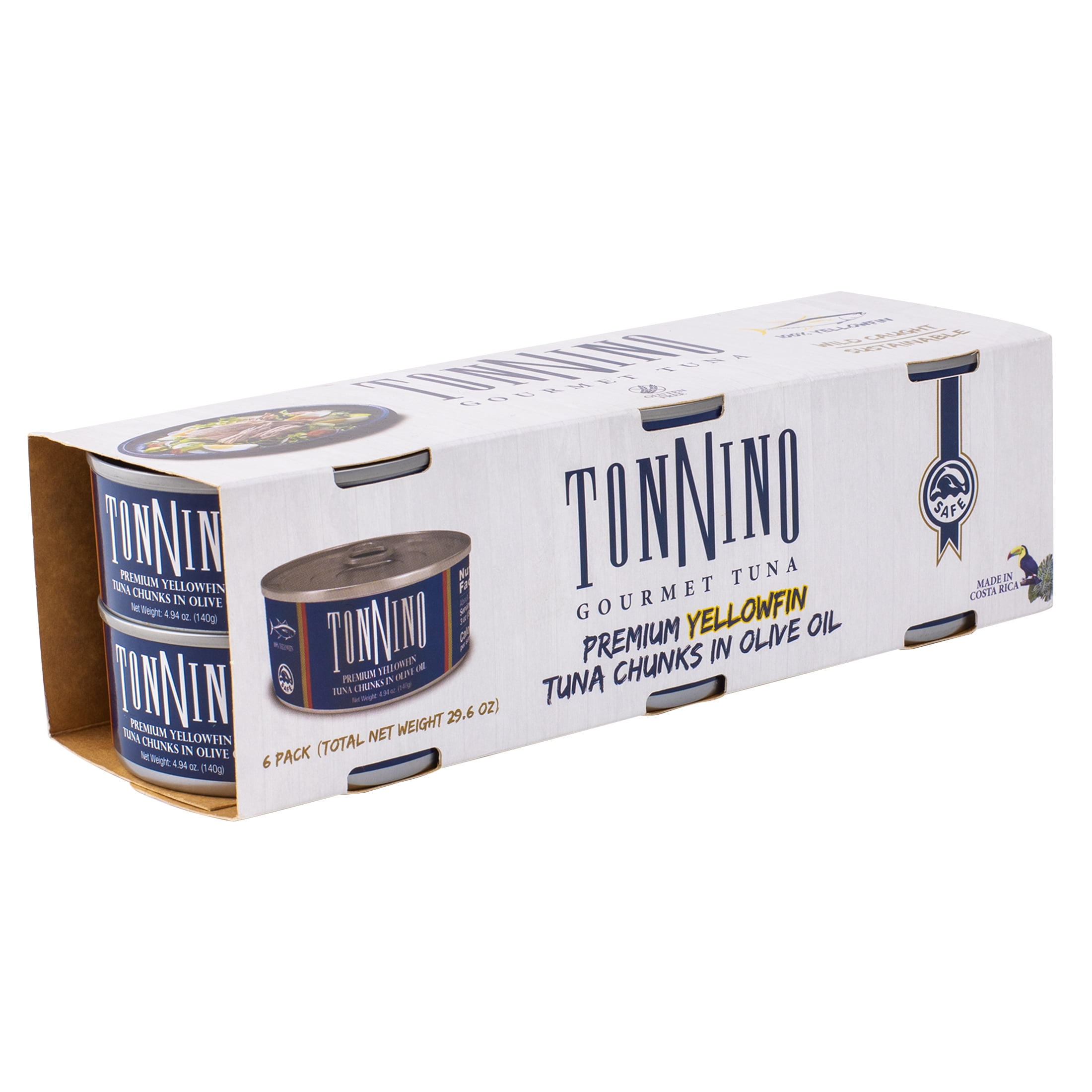 (6 pack) (6 pack) Tonnino Premium Yellowfin Tuna Chunks in Olive Oil, 4.94 oz, Cans, Wild Caught