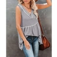 thumbnail image 4 of Womens Tank Tops V Neck Sleeveless Solid Color T Shirts Vest Summer Casual Comfy Peplum Tops Blouses Tunic Tank Shirts, 4 of 7