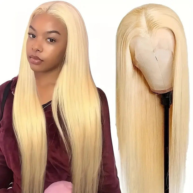 TL New European and American Style Women's Lace Front Synthetic Wig Light Blonde Long Straight Hair