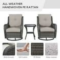 thumbnail image 3 of PARKWELL 3-Piece Outdoor Swivel Gliders with Side Table - Patio Wicker Bistro Furniture Set for Porch Deck Backyard - Beige Cushioned Swivel Rocking Chairs in Gray Wicker, 3 of 10