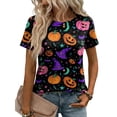 thumbnail image 2 of IYYVV Funny Graphic tees for women Pumpkin Ghost Halloween Costumes Crewneck Shirts Short Sleeve T-Shirts Multicolor M, 2 of 5