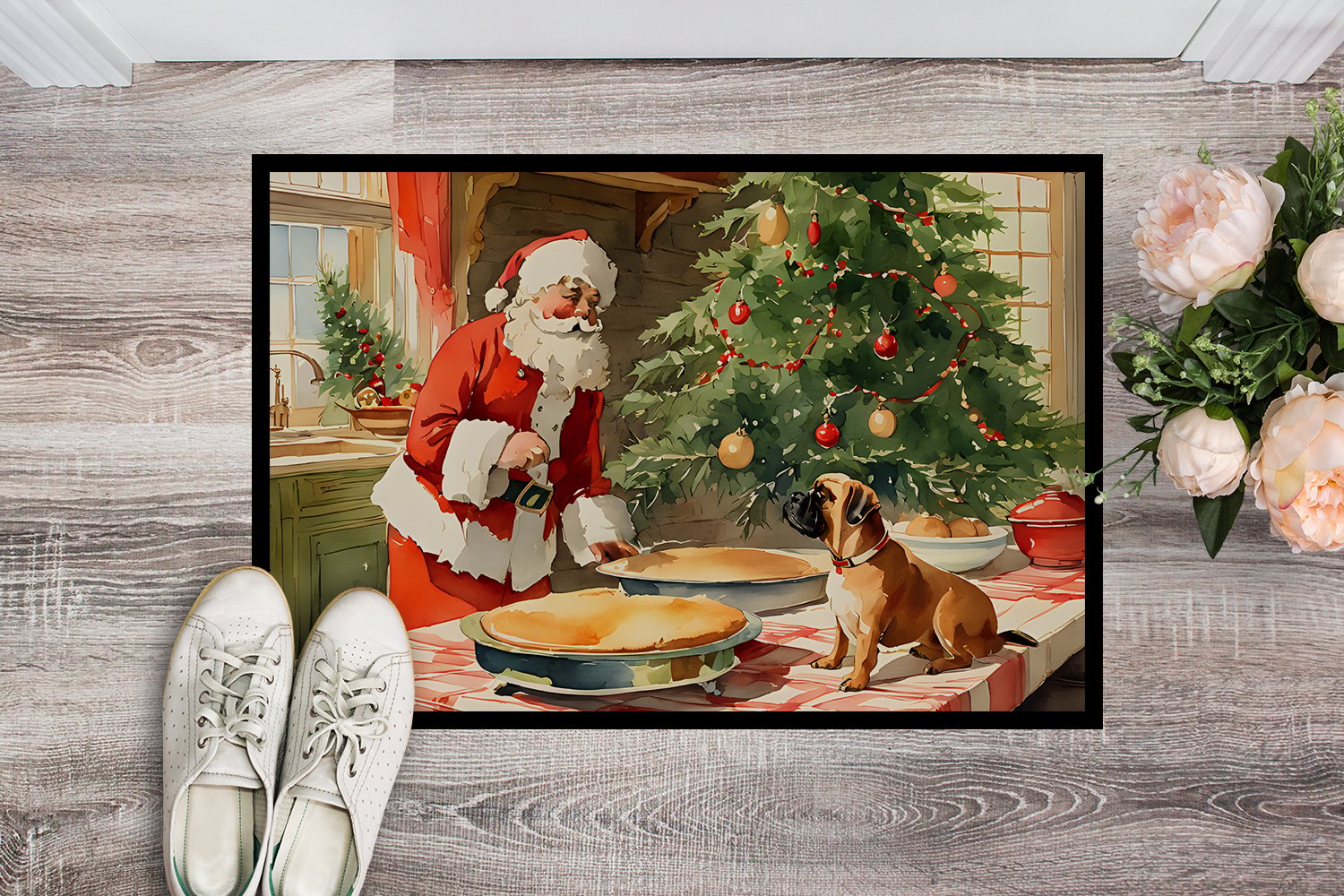 Carolines Treasures DAC3753MAT 18 x 27 in. Unisex Bullmastiff Christmas Cookies Doormat