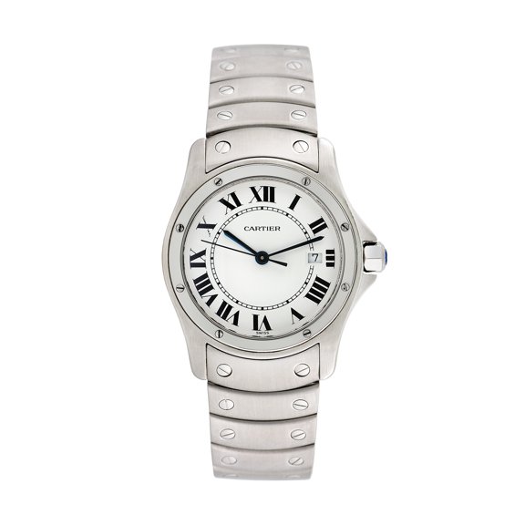 Pre-Owned Cartier Women's Santos Ronde 31mm Stainless Steel Wristwatch