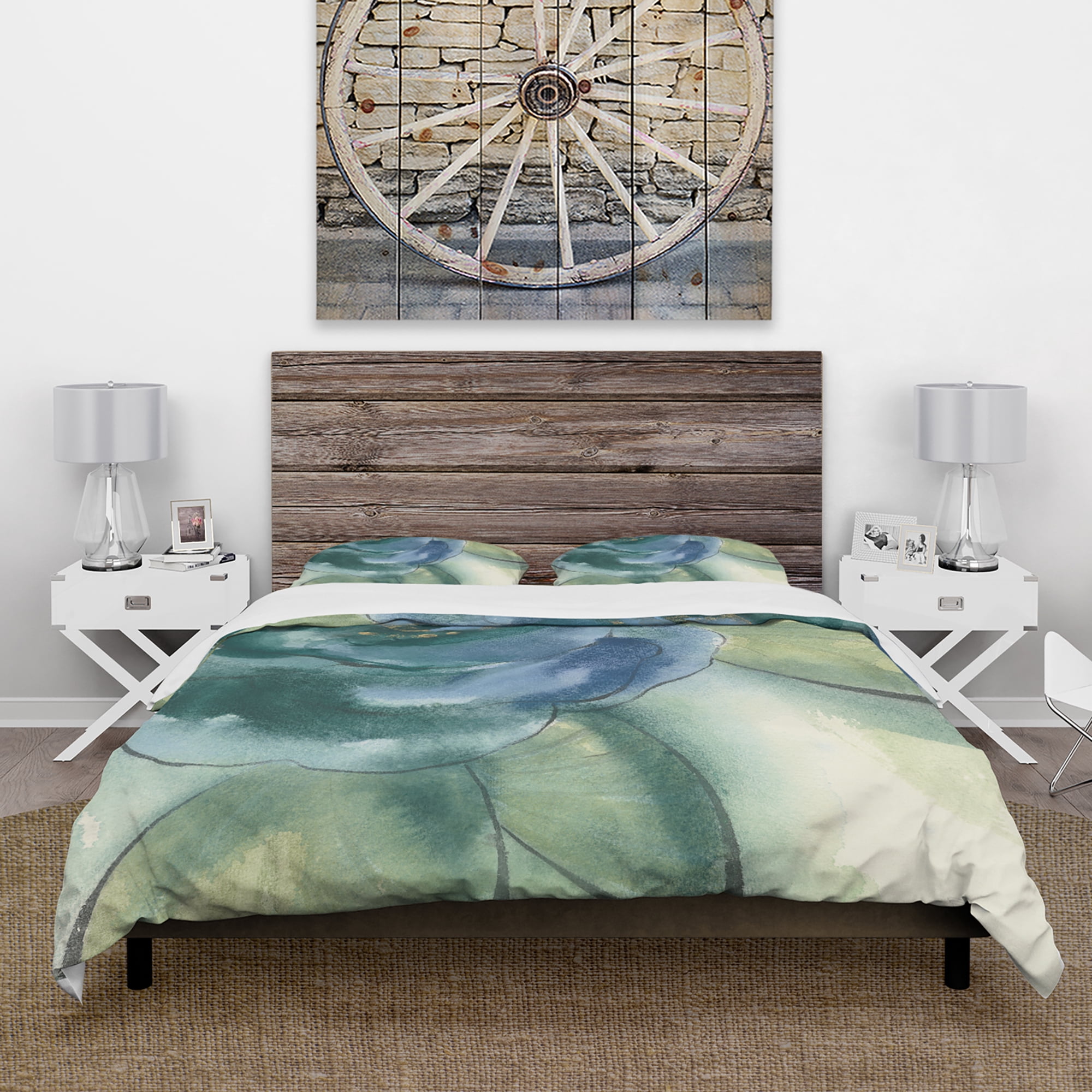 Designart 'Blue Floral Poppies II' Cottage Duvet Cover Set