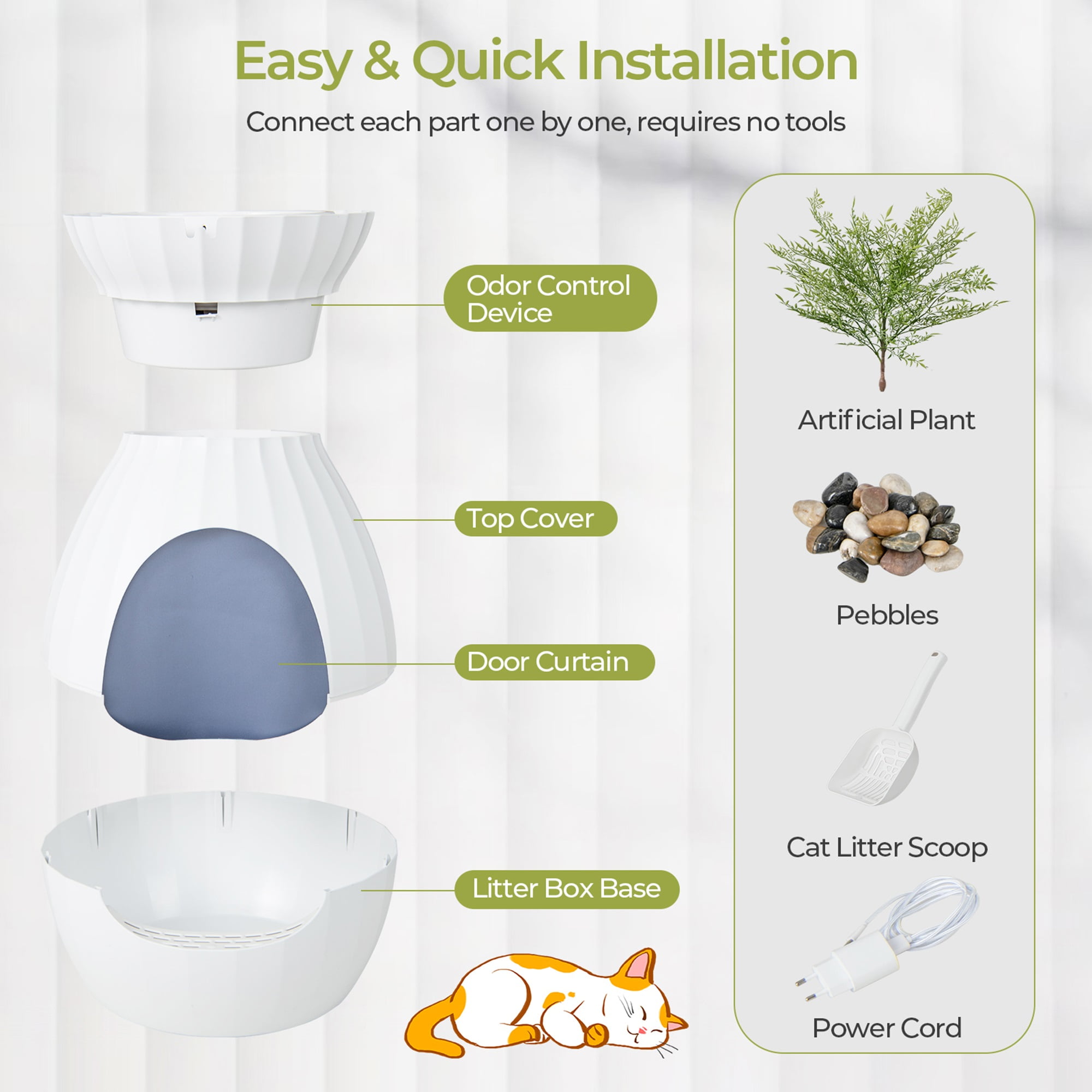 Gymax Smart Plant Cat Litter Box with Electronic Odor Removal & Sterilization