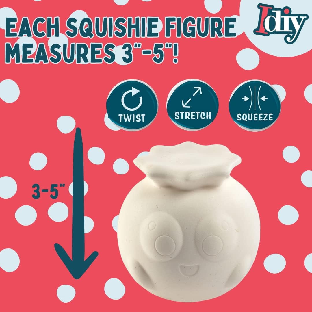 DIY Jumbo Fruit and Veggie Squishies (12 Unique Shapes) White Kawaii Scented Slow Rising Squishy Toys, Paint, Decorate, Scented Stress Relief Craft, Kid Classroom, Birthday Party Activity Gift (4-6")