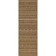 thumbnail image 1 of Unique Loom Outdoor Modern Stripes Rug 2' x 6' Runner Light Brown/Brown, 1 of 1