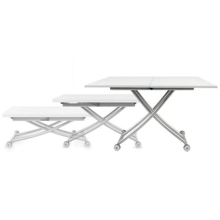Transforming X Coffee and Dining Table in High Gloss White Finish