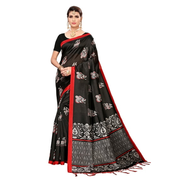 Multi color Mysore Silk saree/sari with running blouse For Women/Girls