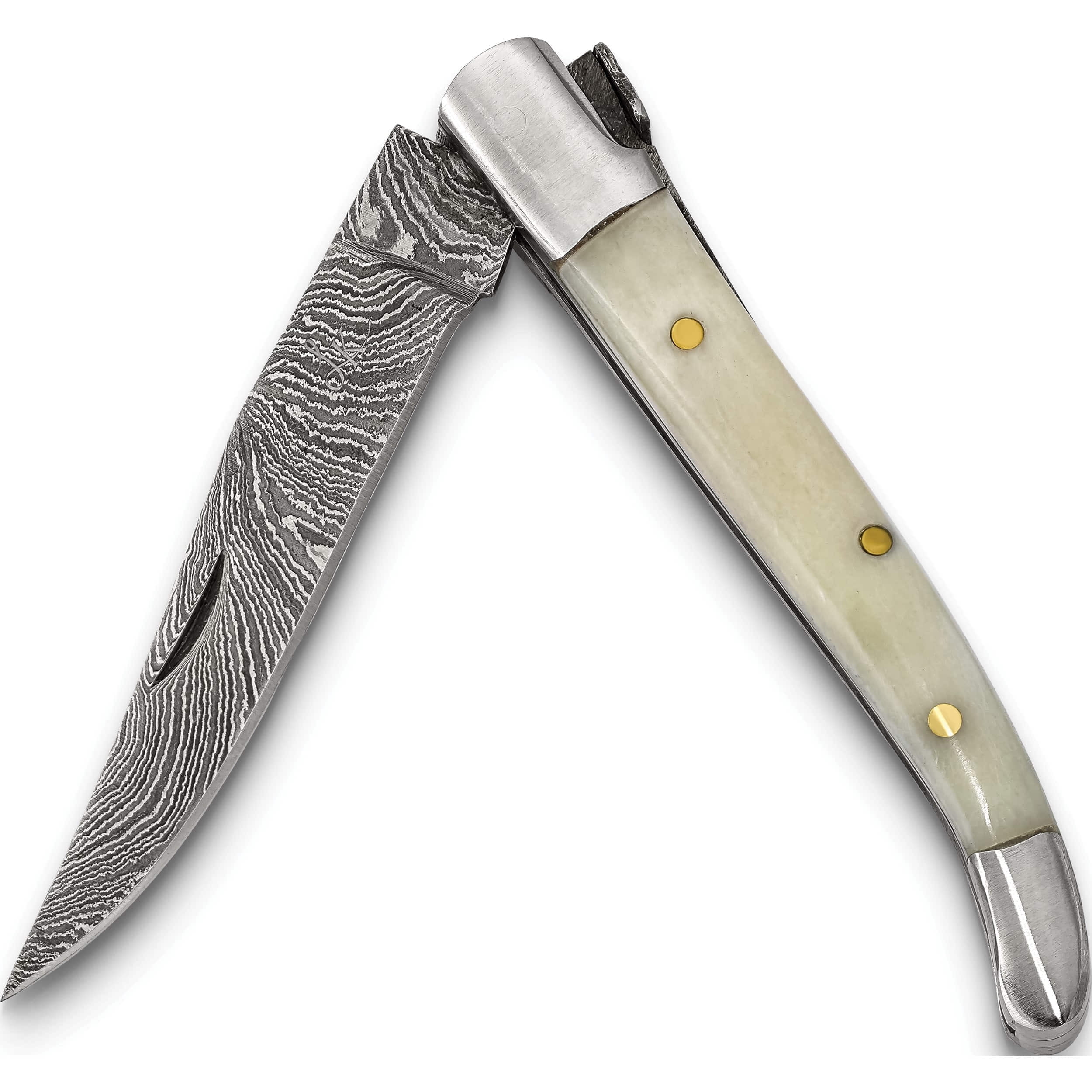 Fashion Damascus Steel 256 Layer Folding Blade Camel Bone Handle Knife (6.5 X 0.5) Made In Pakistan kn72334