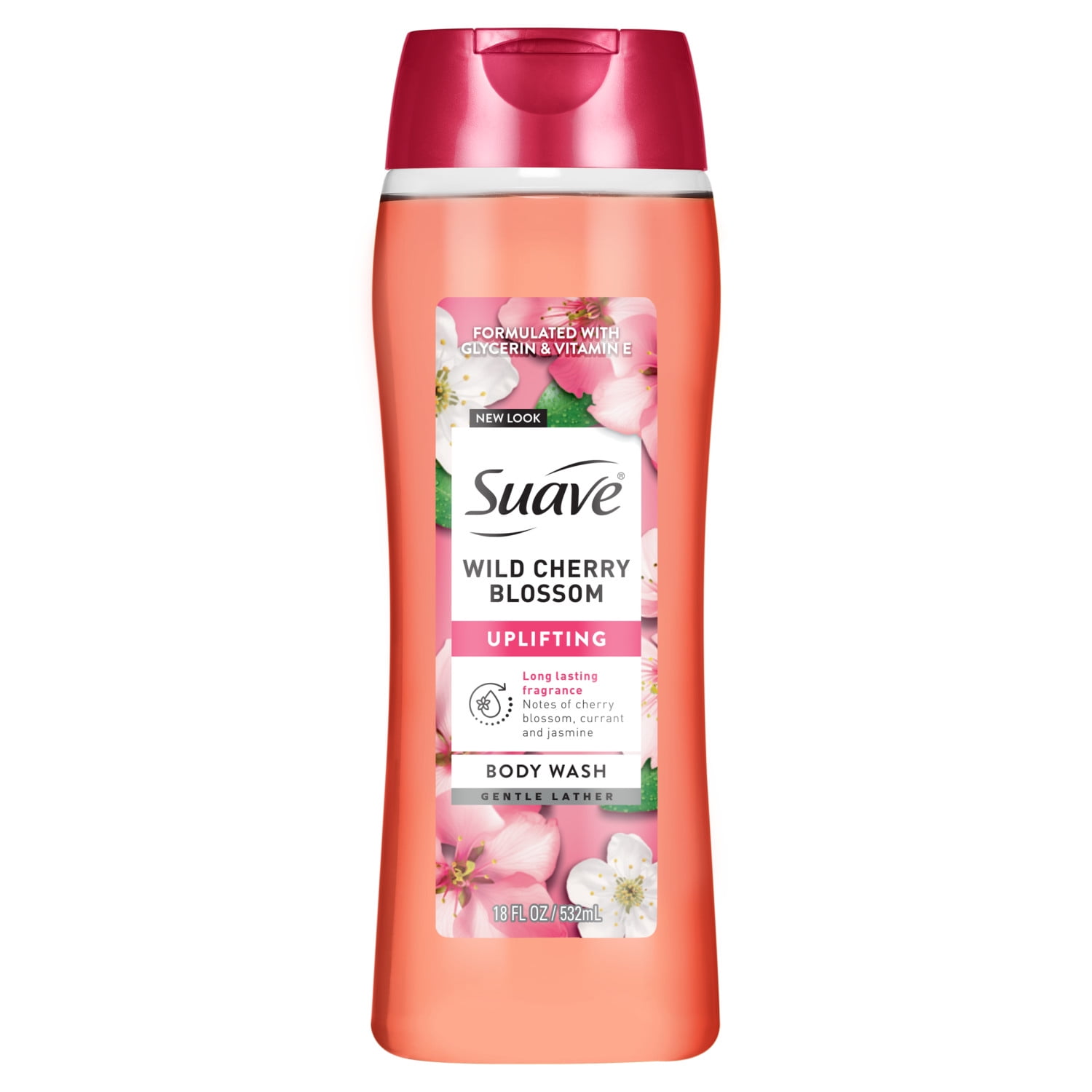 (3 pack) Suave Wild Cherry Blossom Moisturizing Body Wash with Glycerin & Vitamin E, 18 FL OZ