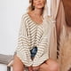 thumbnail image 2 of Suéter elegante e informal, talla L, jersey de punto de manga larga con cuello en V color caqui para mujer, 2 of 7