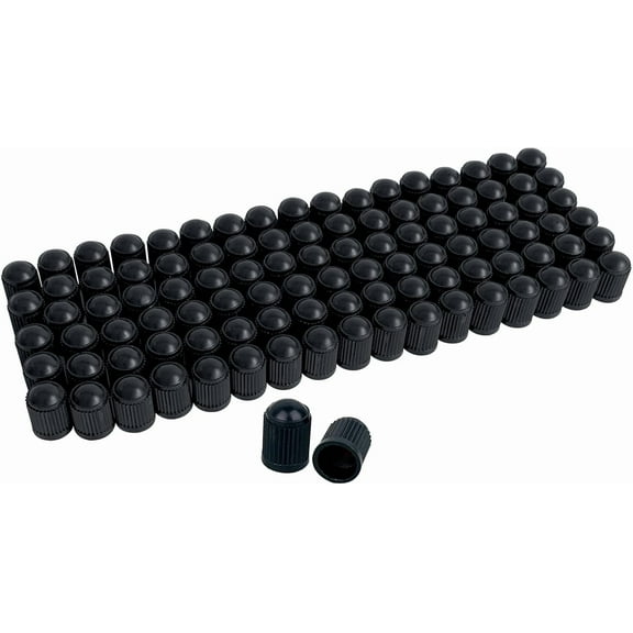 100 Pack Plastic Valve Stem Caps, Universal Stem Covers for Car, Motorbike, Trucks, Bike, Bicycle (Black)