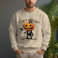 thumbnail image 5 of Men's 330g 100% Cotton Dropped Shoulder Crew Neck Sweatshirt-Pumpkin Man + Bat, 5 of 15