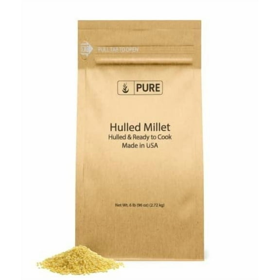 Pure Original Ingredients Hulled Millet 6 lb Whole Grain, Hulled & Ready To Cook, Healthy Substitute For Rice