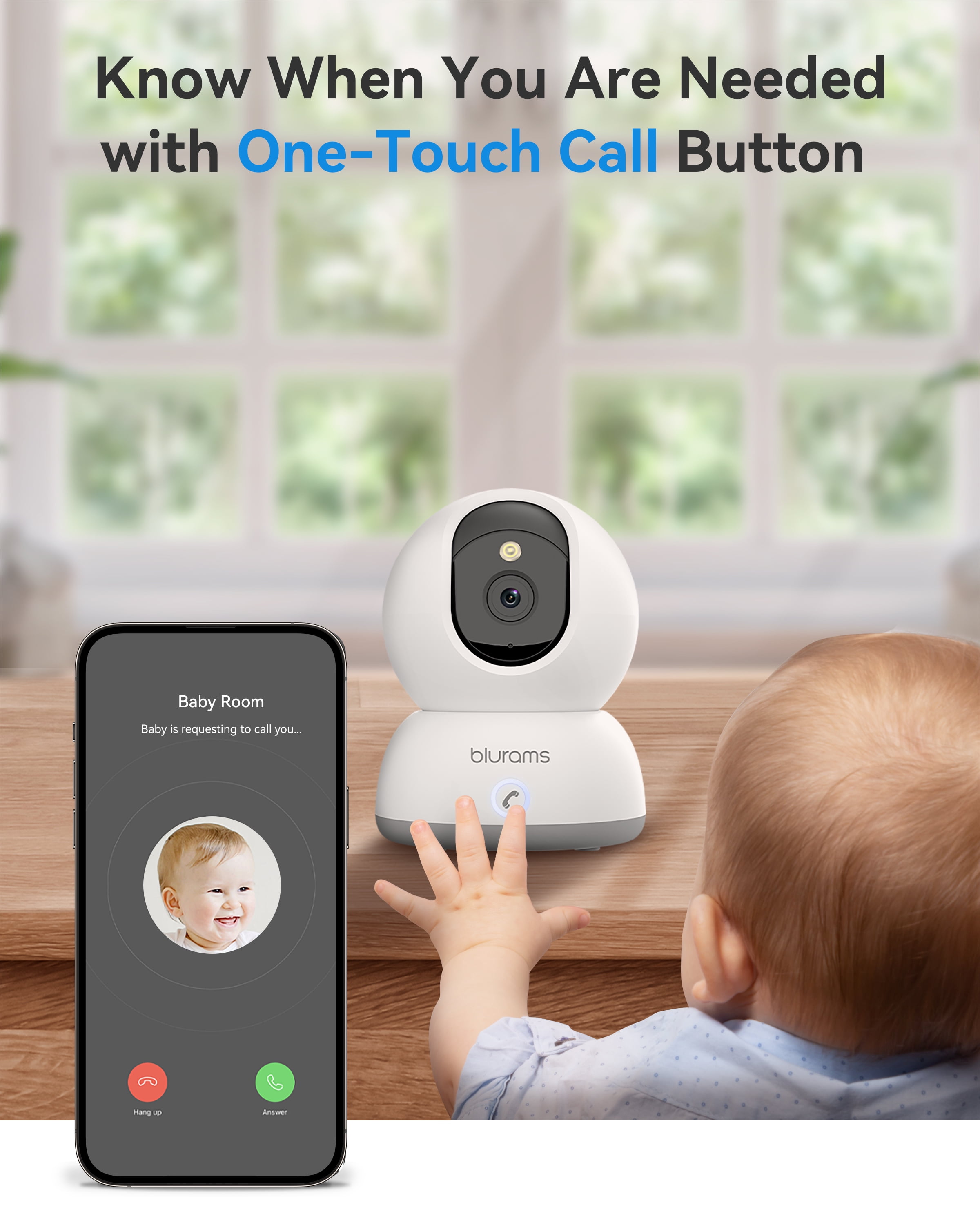 2pcs blurams Indoor Security Camera 2K, Home Security Dog/Baby Monitor/Elder Camera, Security Camera with One-Touch Call, Color Night Vision, Motion Tracking, Cloud & Local Storage